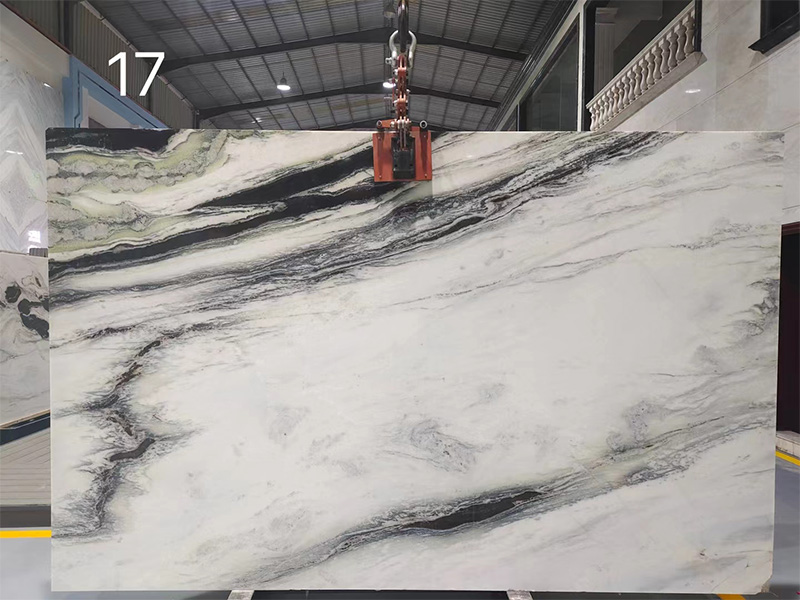 Barzil Panda White Quartzite Slab Bookmatch For Feature Wall/ Countertops/ Island