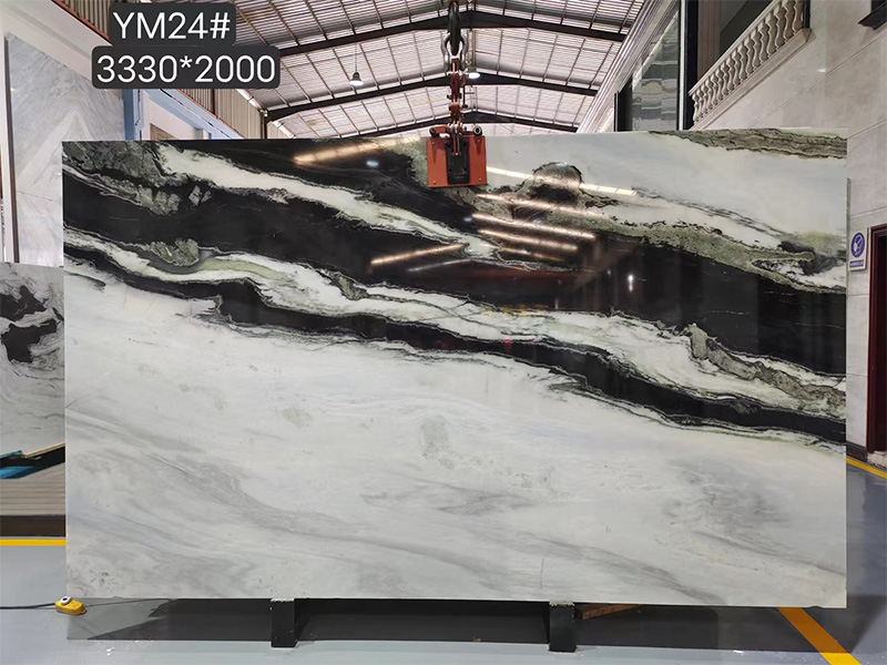Barzil Panda White Quartzite Slab Bookmatch For Feature Wall/ Countertops/ Island