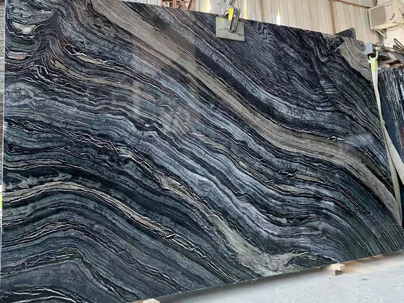 Black Wooden Marble Slab Pietra Zebranco Marble for Wall / Flooring / Countertops