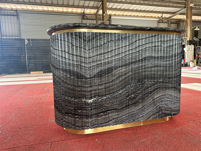 Black Wooden Marble Reception Table
