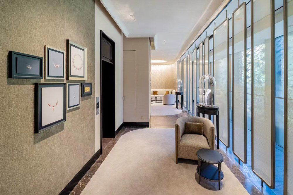Van Cleef & Arpels Beijing WF CENTRAL Project-Chinese Saint Laurent Marble Flooring & Staircase