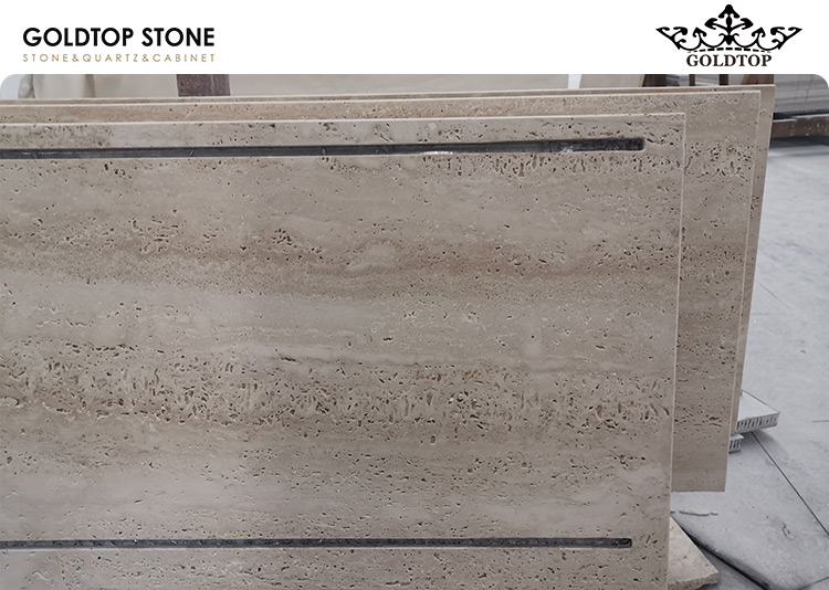 Sandro Boutique Project with Italy Ivory White Travertine Facade & Display Shelving