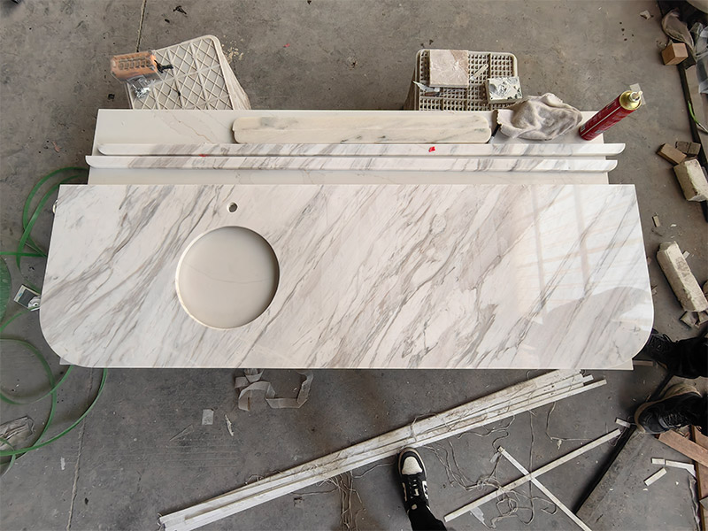 Custom Greece Volakas White Marble Countertop for Kitchen/ Bathroom