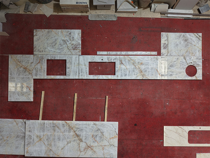Custom Backlit White Cristallo Quartzite Polished Countertops / Island
