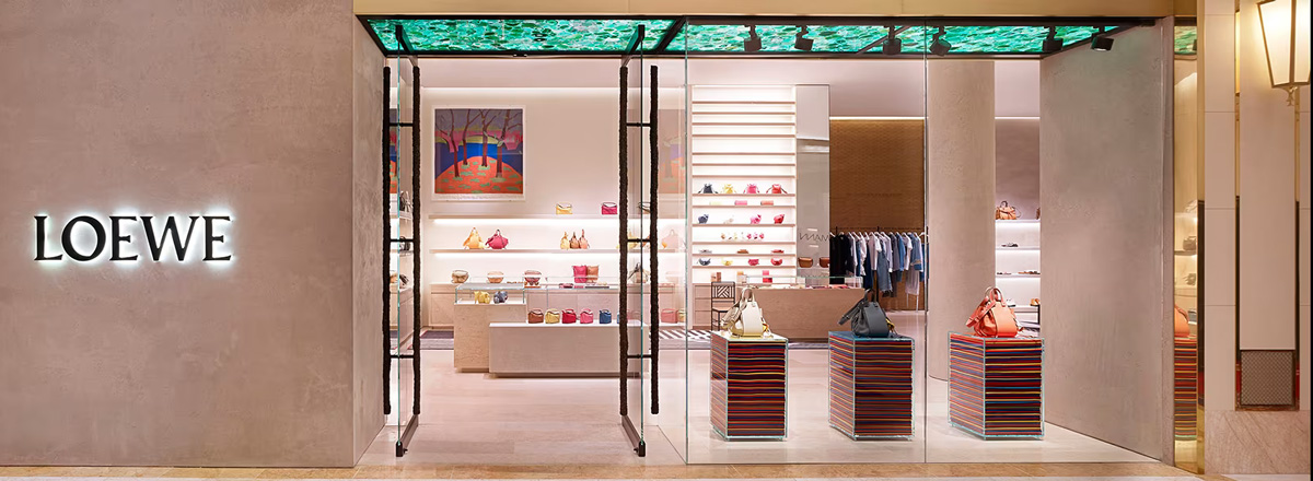 LOEWE Store Design with Backlit Green Agate Stone