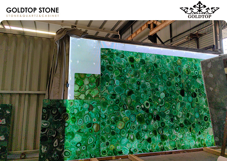 LOEWE Store Design with Backlit Green Agate Stone