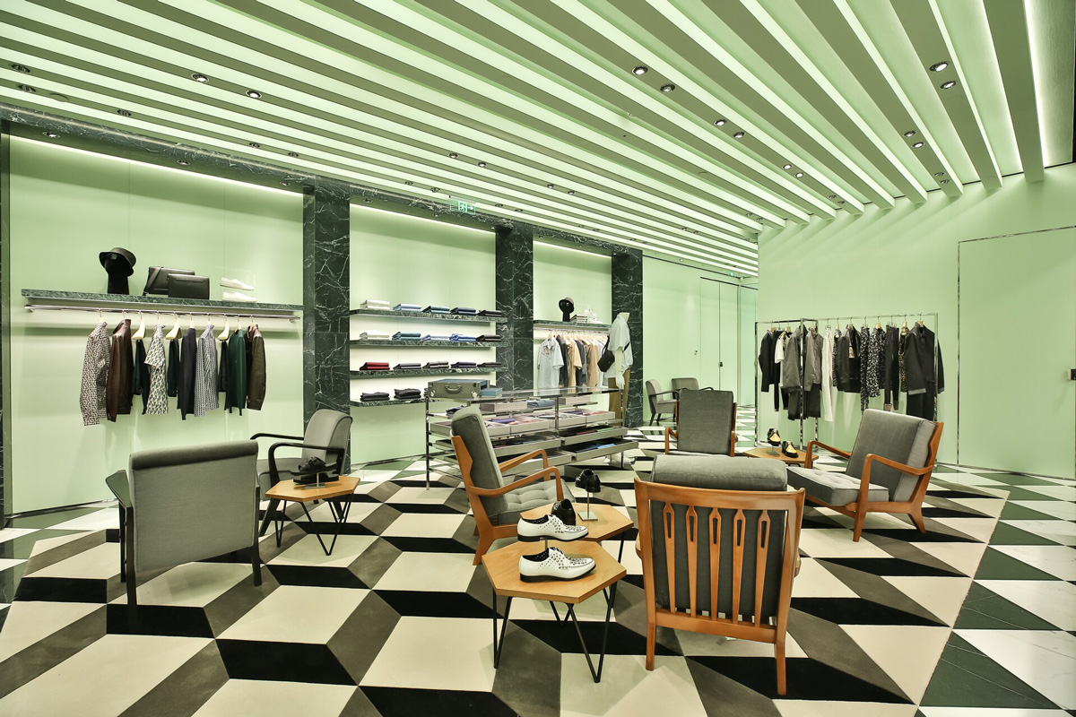 Prada Green Marble in PRADA Luxury Retail Store Design