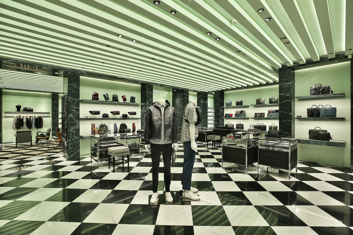 Prada Green Marble in PRADA Luxury Retail Store Design