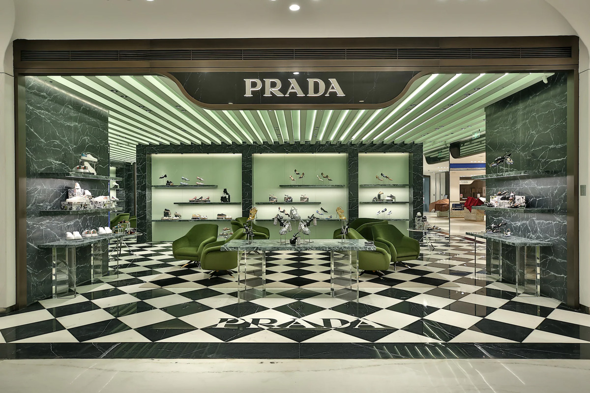 Prada Green Marble in PRADA Luxury Retail Store Design