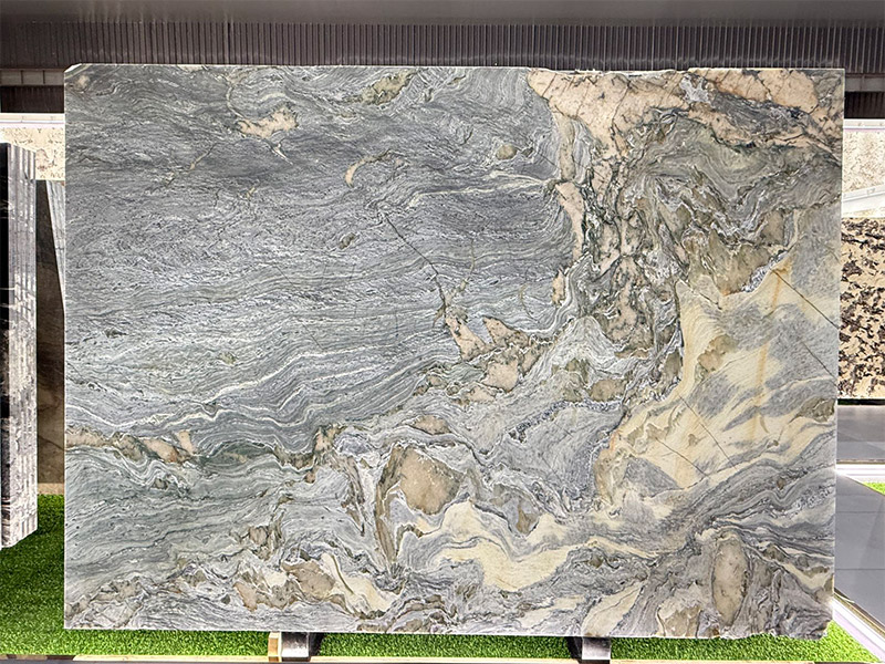 Aqua Caravaggio Quartzite Blue Natural Stone Slabs For Countertops/ Island/ Wall