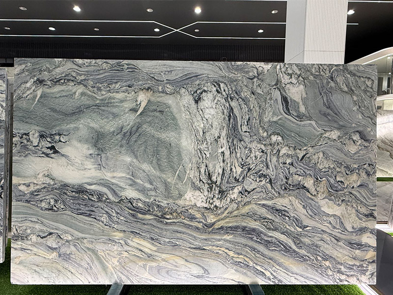 Aqua Caravaggio Quartzite Blue Natural Stone Slabs For Countertops/ Island/ Wall