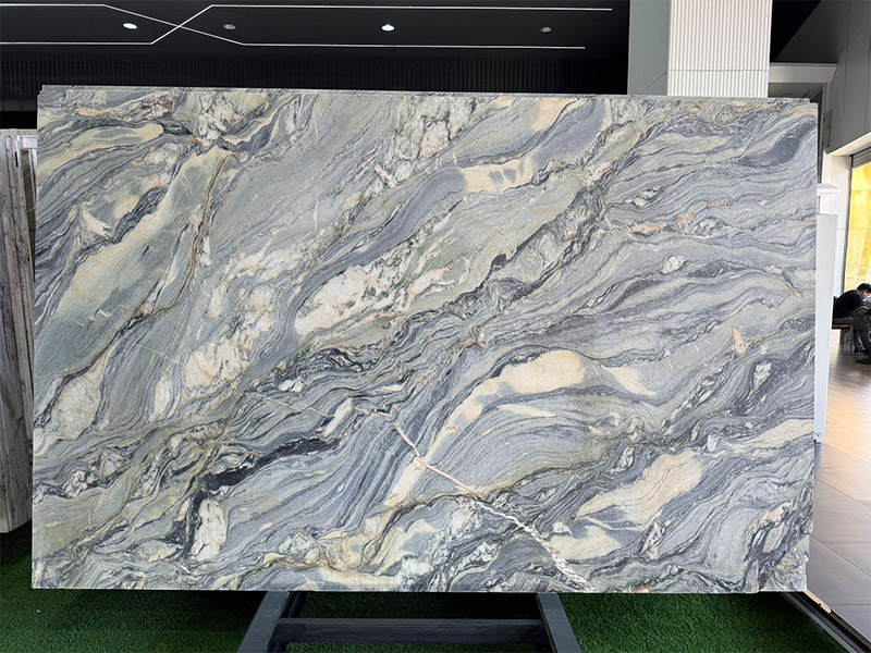 Aqua Caravaggio Quartzite Blue Natural Stone Slabs For Countertops/ Island/ Wall