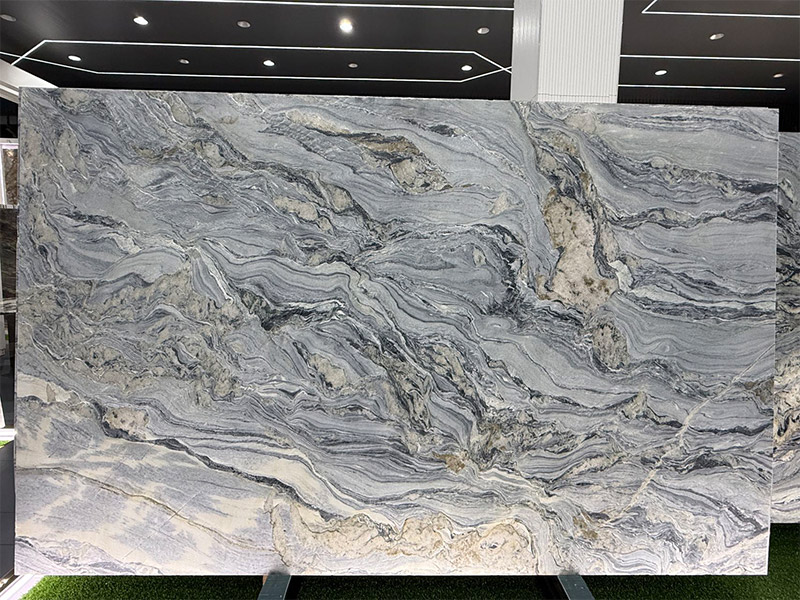 Aqua Caravaggio Quartzite Blue Natural Stone Slabs For Countertops/ Island/ Wall