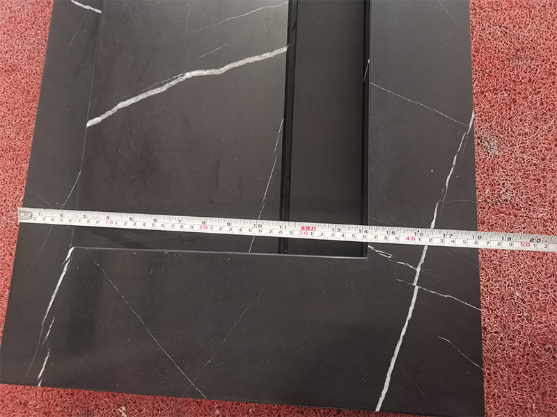 Custom Single / Double Floating Black Marquina Marble Vanity Top with Integral Sink