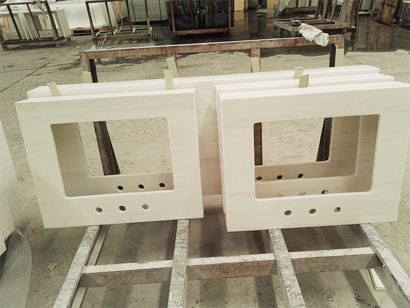 Custom Hotel Bianco Dolomiti Marble Vanity Tops for Las Vegas Wynn