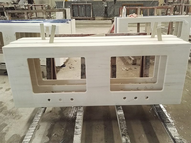 Custom Hotel Bianco Dolomiti Marble Vanity Tops for Las Vegas Wynn