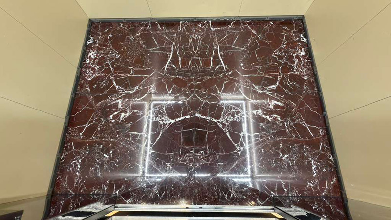 POST Houston Stone Project  Prada Green Marble Walls & Custom Elevator Flooring