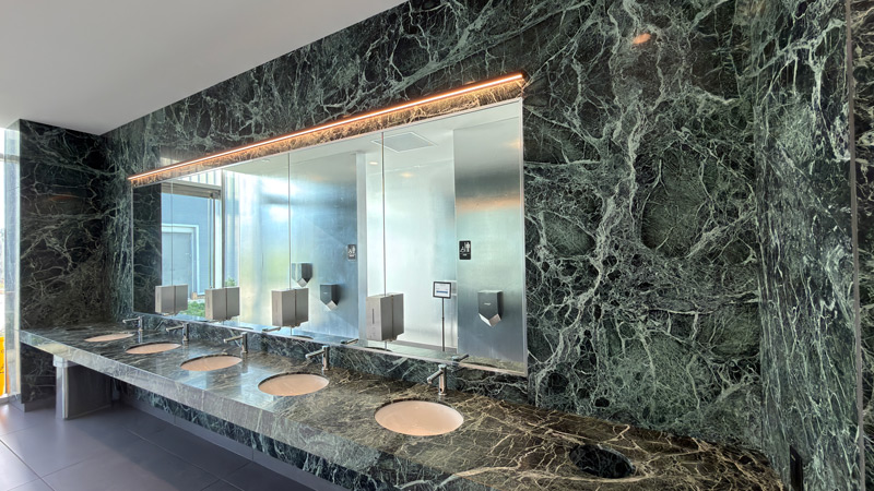 POST Houston Stone Project  Prada Green Marble Walls & Custom Elevator Flooring