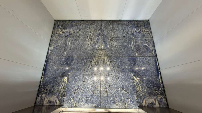 POST Houston Stone Project  Prada Green Marble Walls & Custom Elevator Flooring