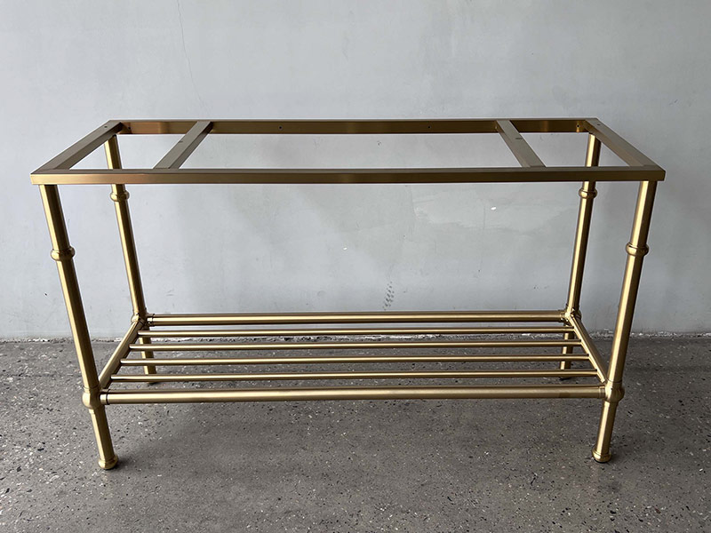 Aritifial Marble Vanity With Golden Stainless Steel Bathroom Shelf