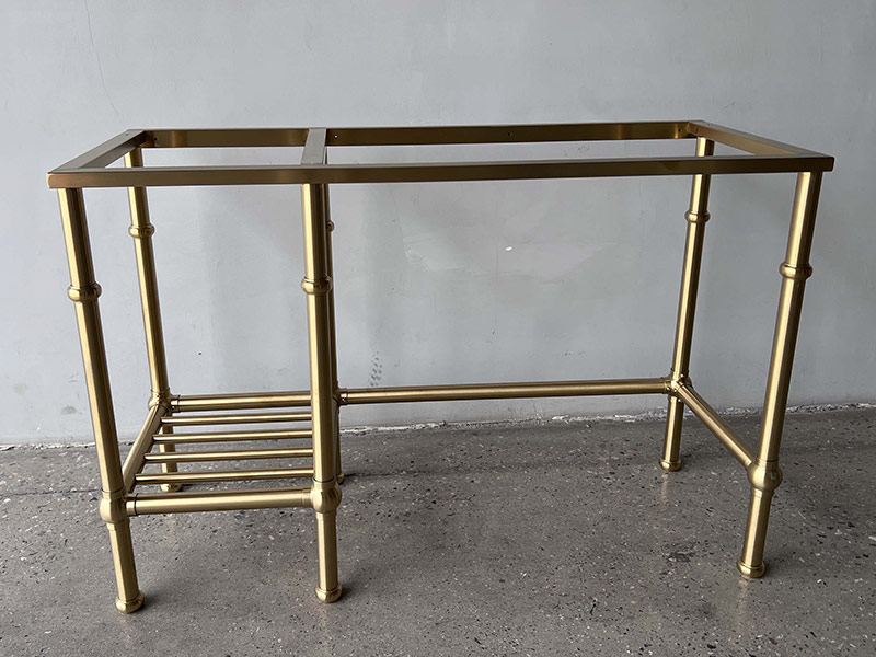 Aritifial Marble Vanity With Golden Stainless Steel Bathroom Shelf
