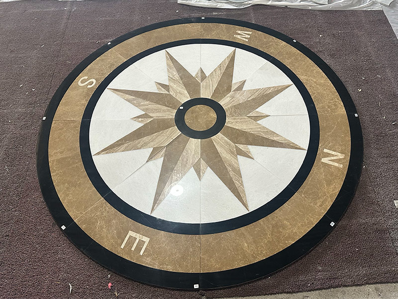 Custom Indoor Marble Floor Waterjet Medallion Tiles