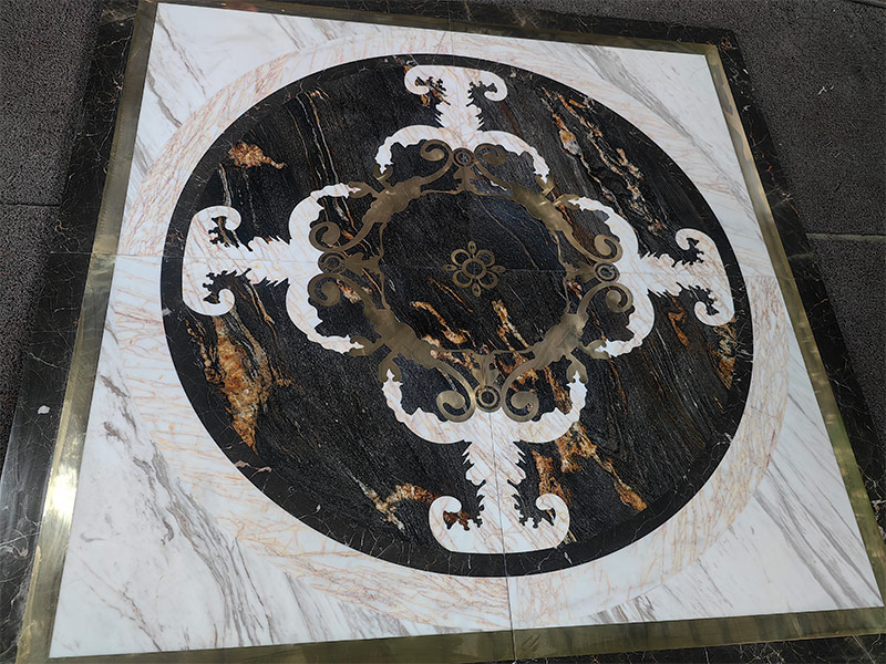 Custom Indoor Marble Floor Waterjet Medallion Tiles