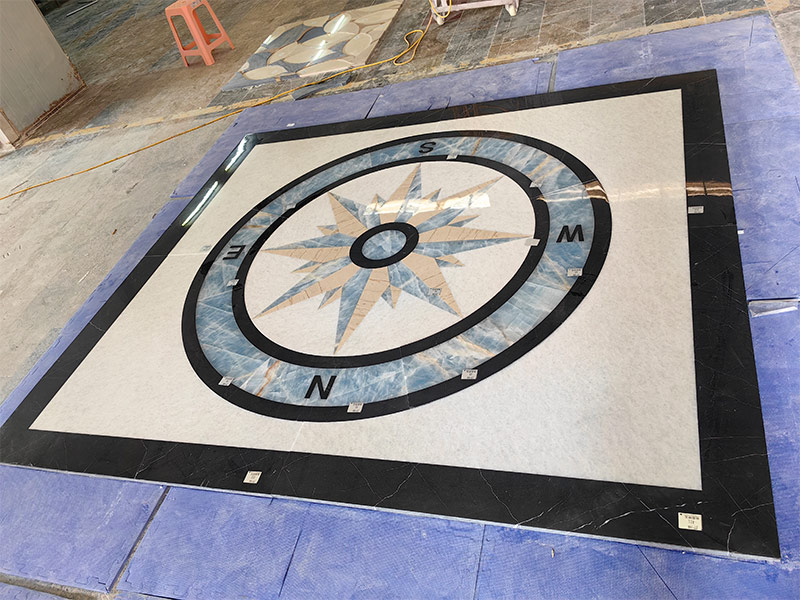 Custom Indoor Marble Floor Waterjet Medallion Tiles