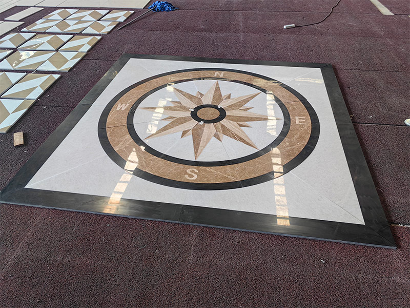 Custom Indoor Marble Floor Waterjet Medallion Tiles