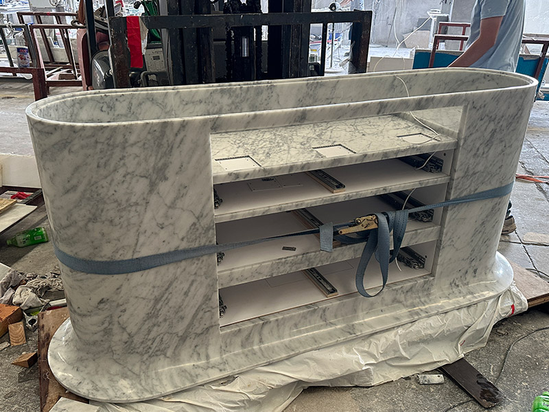 Custom Carrara White Marble Reception Desk Countertops