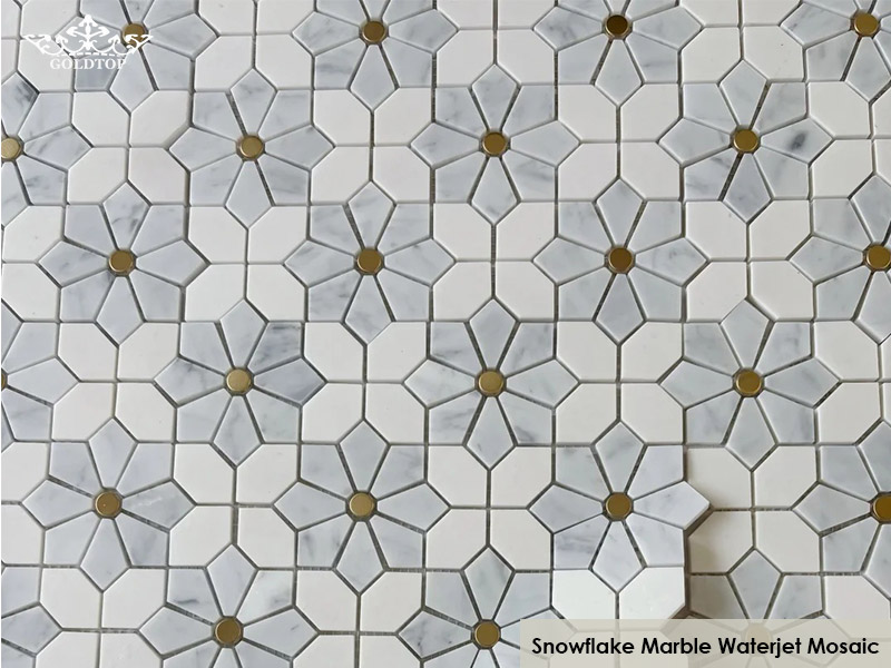 Snowflake Marble Waterjet Mosaic