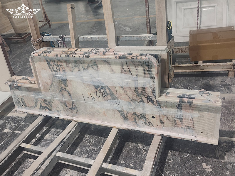 Bvlgari Pink marble top bathroom vanity