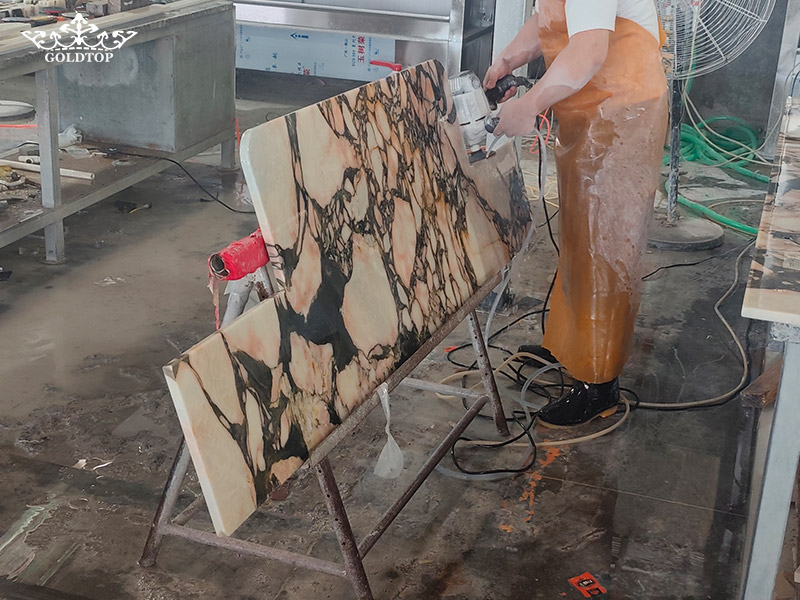 Calacatta Rosa marble bathroom countertops