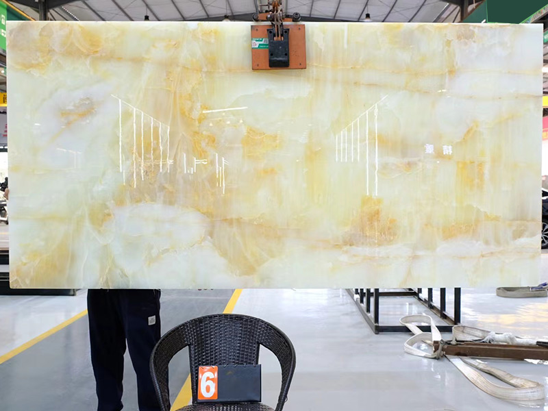 Yellow Chrysanthemum Ice Onyx Slabs for Countertops/ Furniture/ Craft