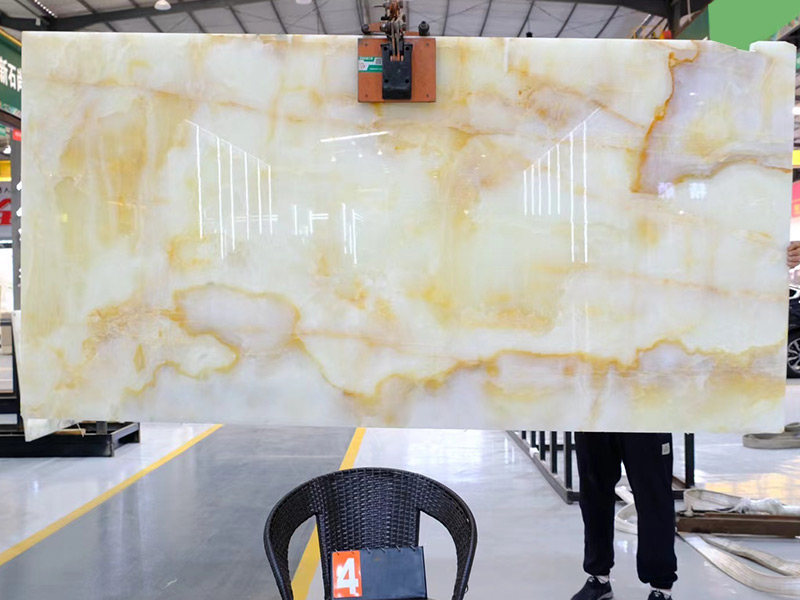 Yellow Chrysanthemum Ice Onyx Slabs for Countertops/ Furniture/ Craft