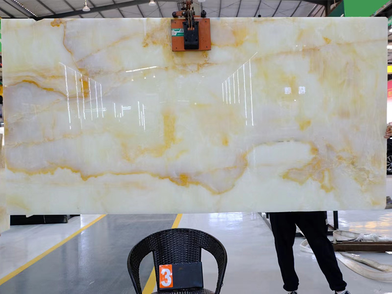 Yellow Chrysanthemum Ice Onyx Slabs for Countertops/ Furniture/ Craft