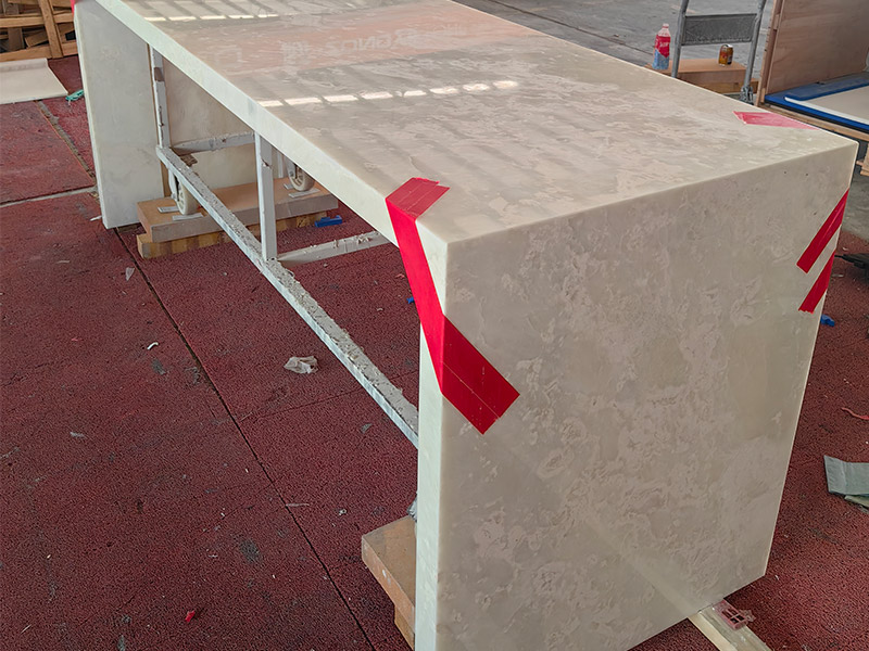 Custom Fendi White Onyx Backlit Kitchen Island Countertops