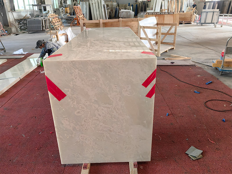 Custom Fendi White Onyx Backlit Kitchen Island Countertops