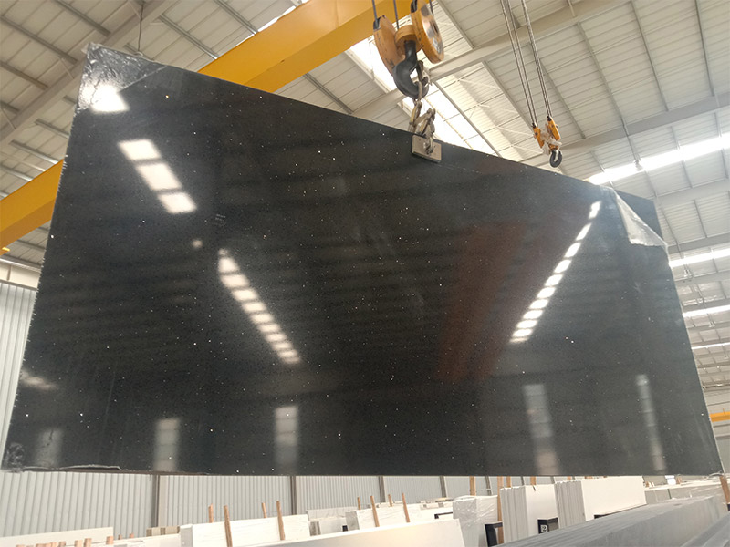 1003 Sparkle Black Quartz Countertops Custom Wholesale