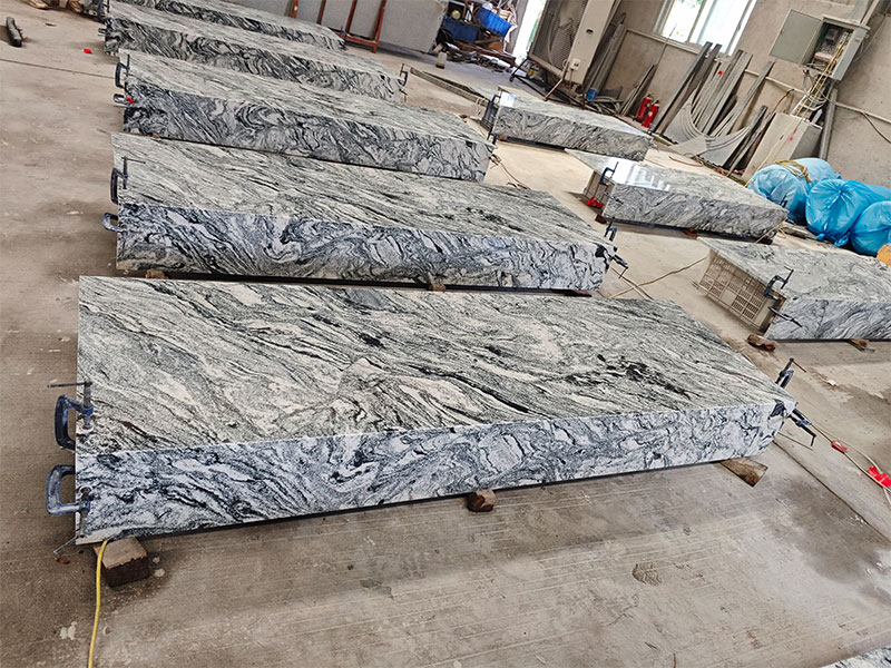 Custom Viscount White Granite Countertop With Kitchen Backsplash