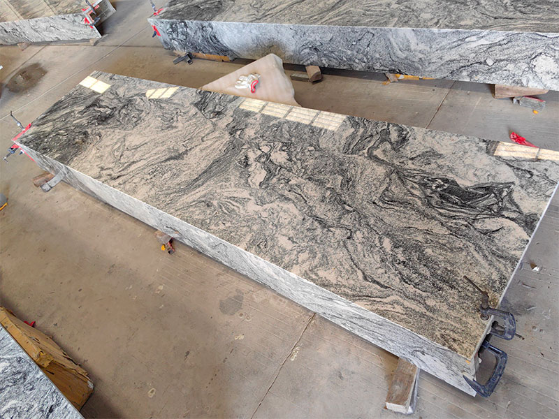 Custom Viscount White Granite Countertop With Kitchen Backsplash