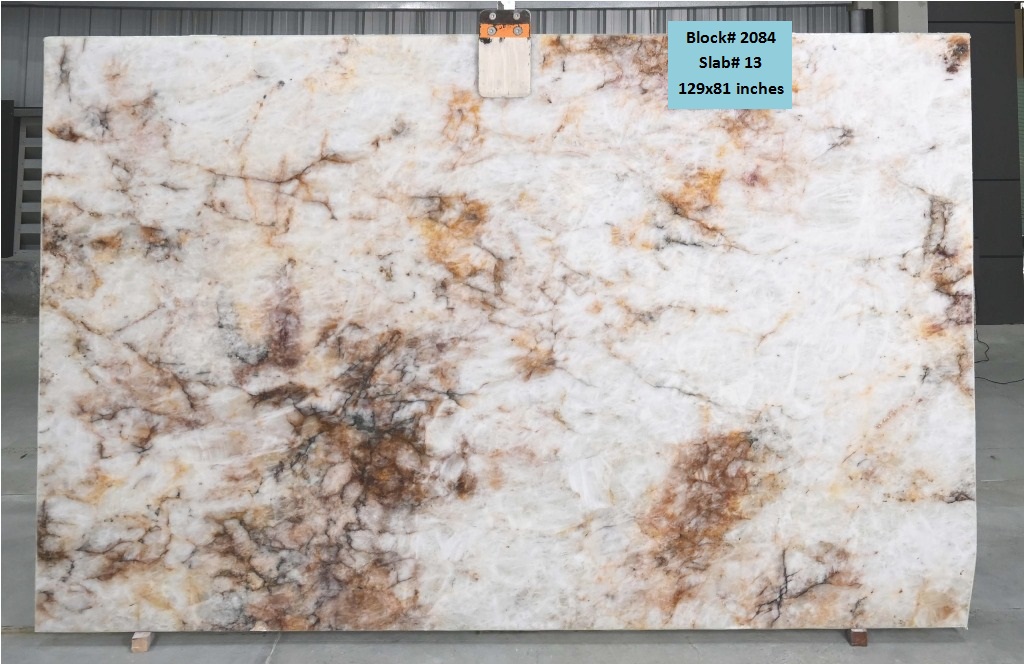 Crystallo Gold Quartzite Slab for Kitchen Countertops