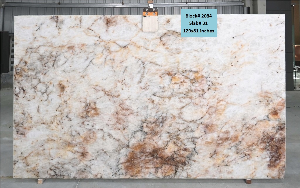 Crystallo Gold Quartzite Slab for Kitchen Countertops