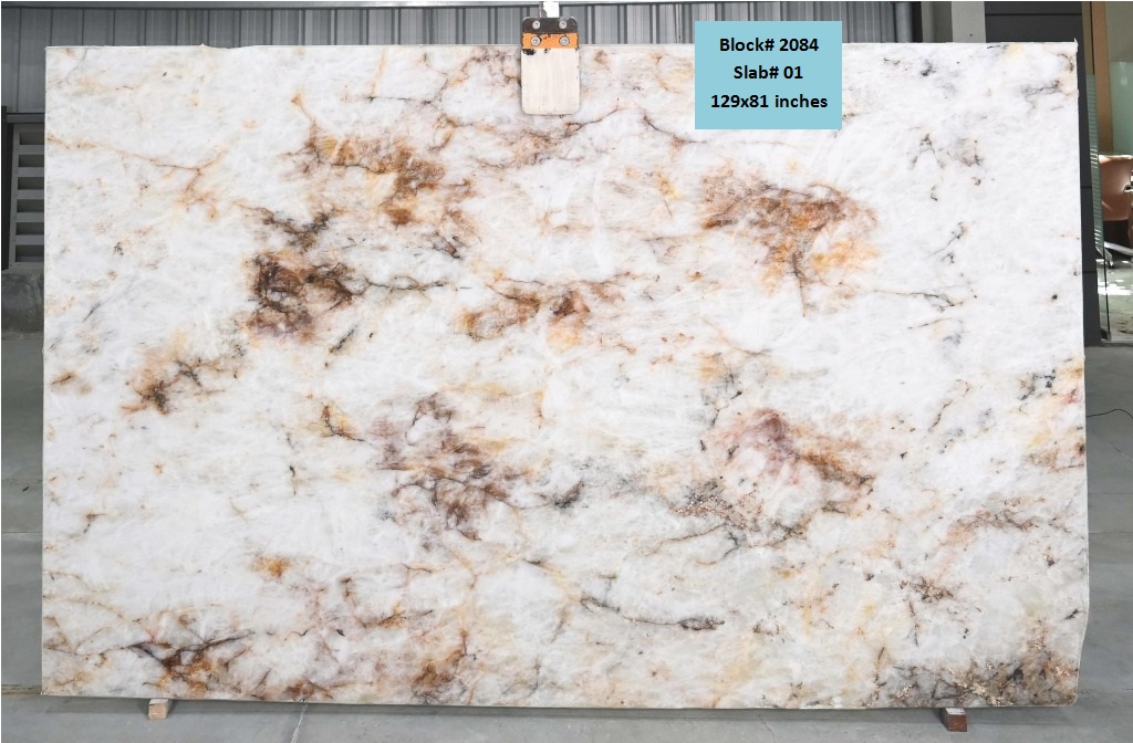 Crystallo Gold Quartzite Slab for Kitchen Countertops