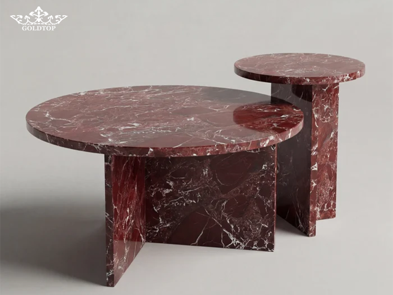 Rosso Levanto Marble Coffee Table