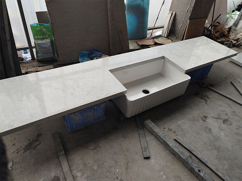 Hermes Concrete Quartz Vanity Tops