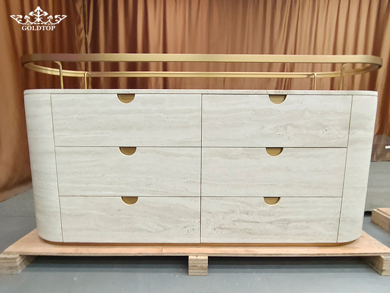 Italy Super White Travertine Display Cabinet