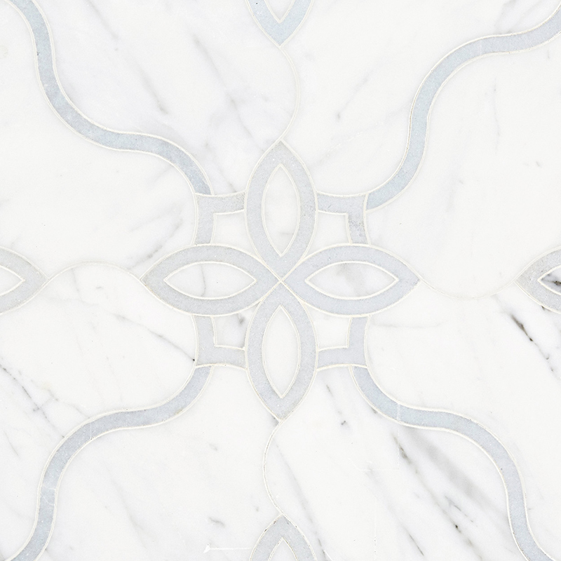 Custom Freesia Statuario and Latin Blue Waterjet Mosaic
