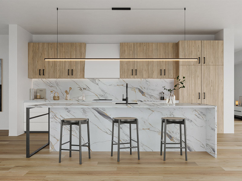 7024 Calacatta Gold Extra Printed Quartz Slab for Kitchen Countertops