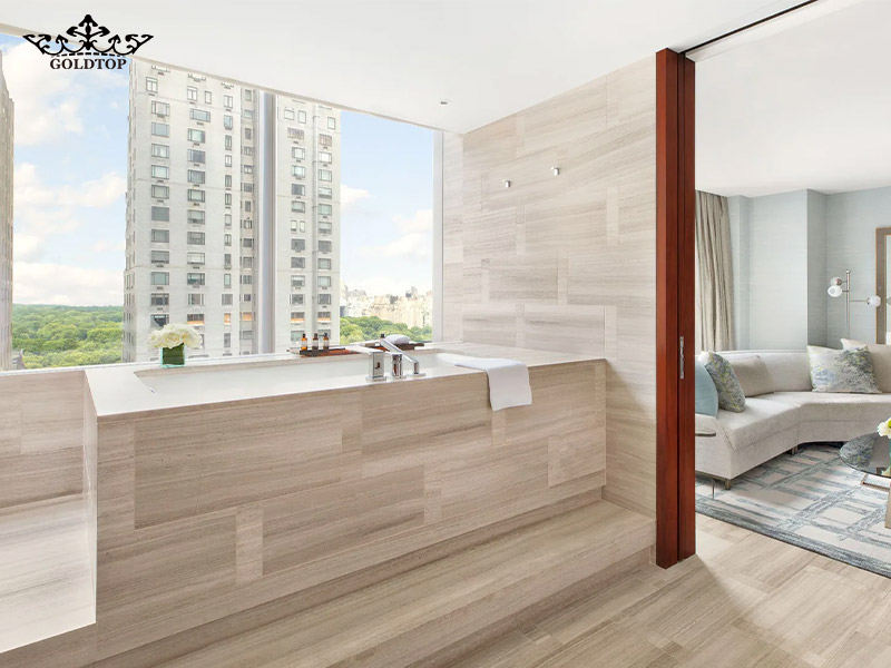 White Wood Marble was also used for bathroom wall and floor specification panels for the Park Hyatt New York project.